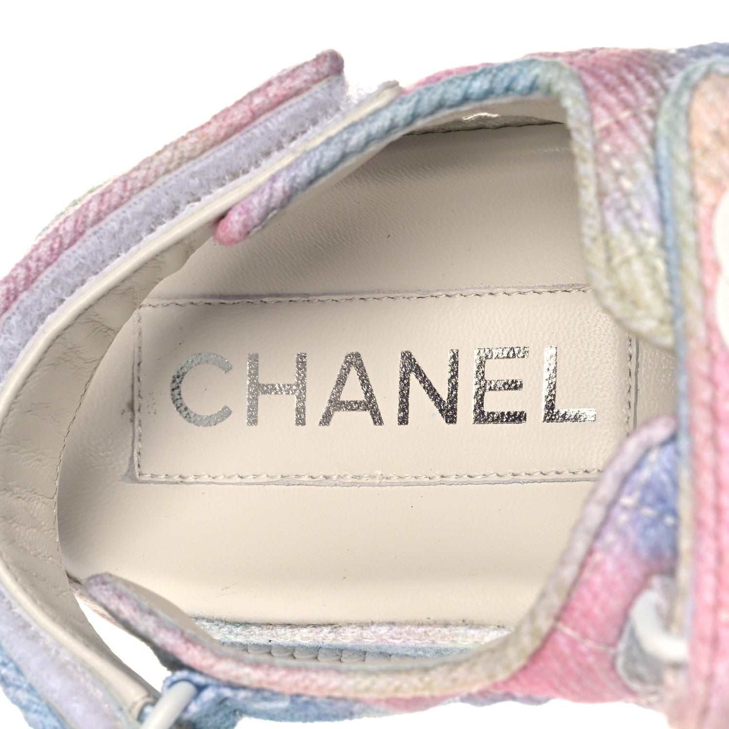 Chanel Printed Fabric Quilted Dad Sandals 36 Green Pink Blue 7 of 8