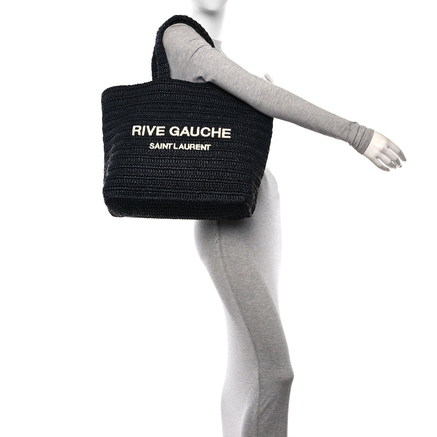 Raffia Rive Gauche Tote Black