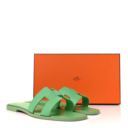 Hermes Epsom Oran Sandals 38.5 Vert Pomme 9 of 9