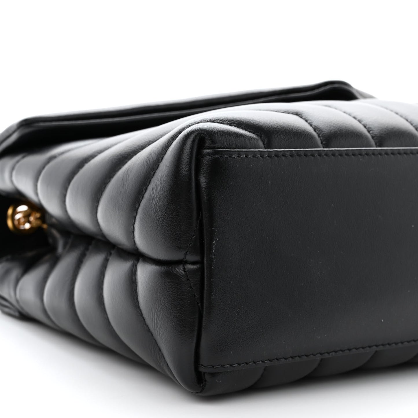 Calfskin Y Quilted Monogram Small Loulou Chain Satchel Black