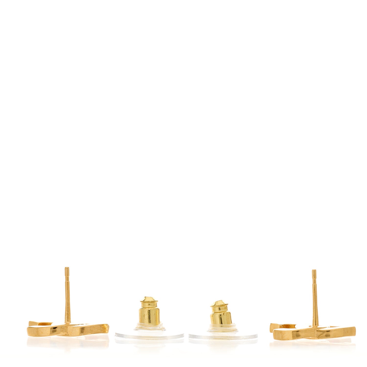 Chanel Metal CC Paris Button Stud Earrings Gold 3 of 5