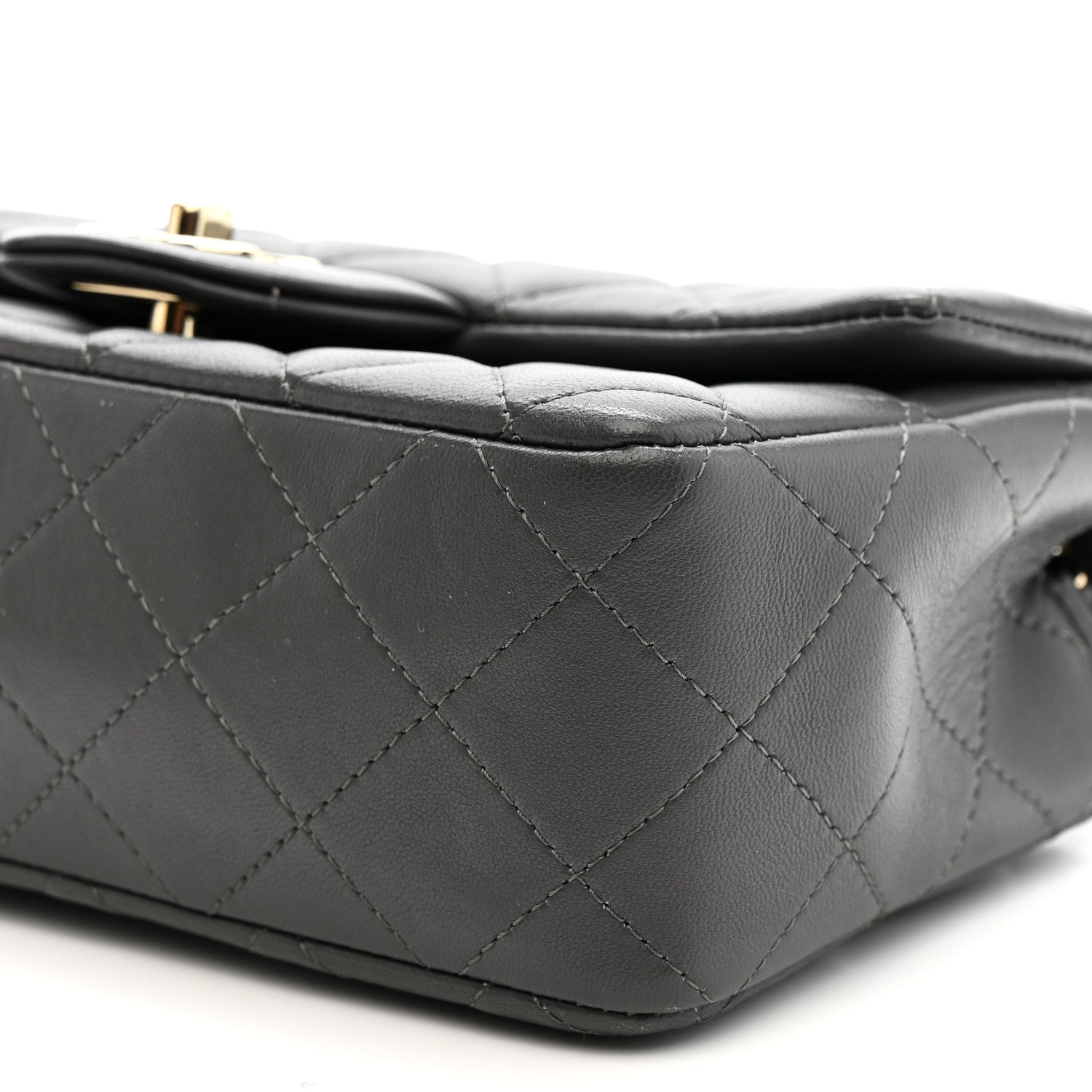 Chanel Lambskin Quilted Mini Rectangular Flap Dark Grey 10 of 13
