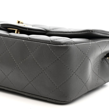 Chanel Lambskin Quilted Mini Rectangular Flap Dark Grey 10 of 13