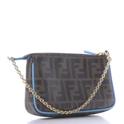 Fendi Zucca Spalmati Vitello Elite Pochette Tobacco Turchese 3 of 10