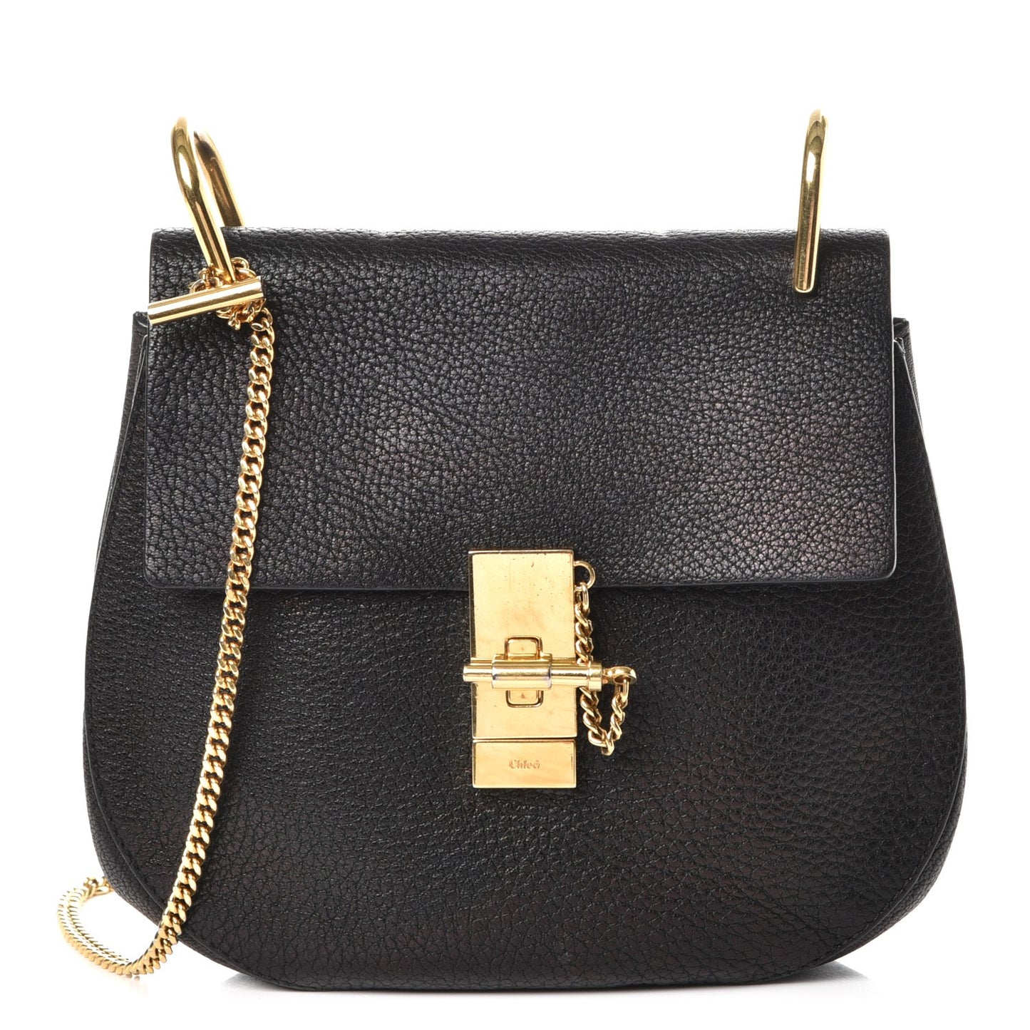Grained Lambskin Drew Shoulder Bag Black