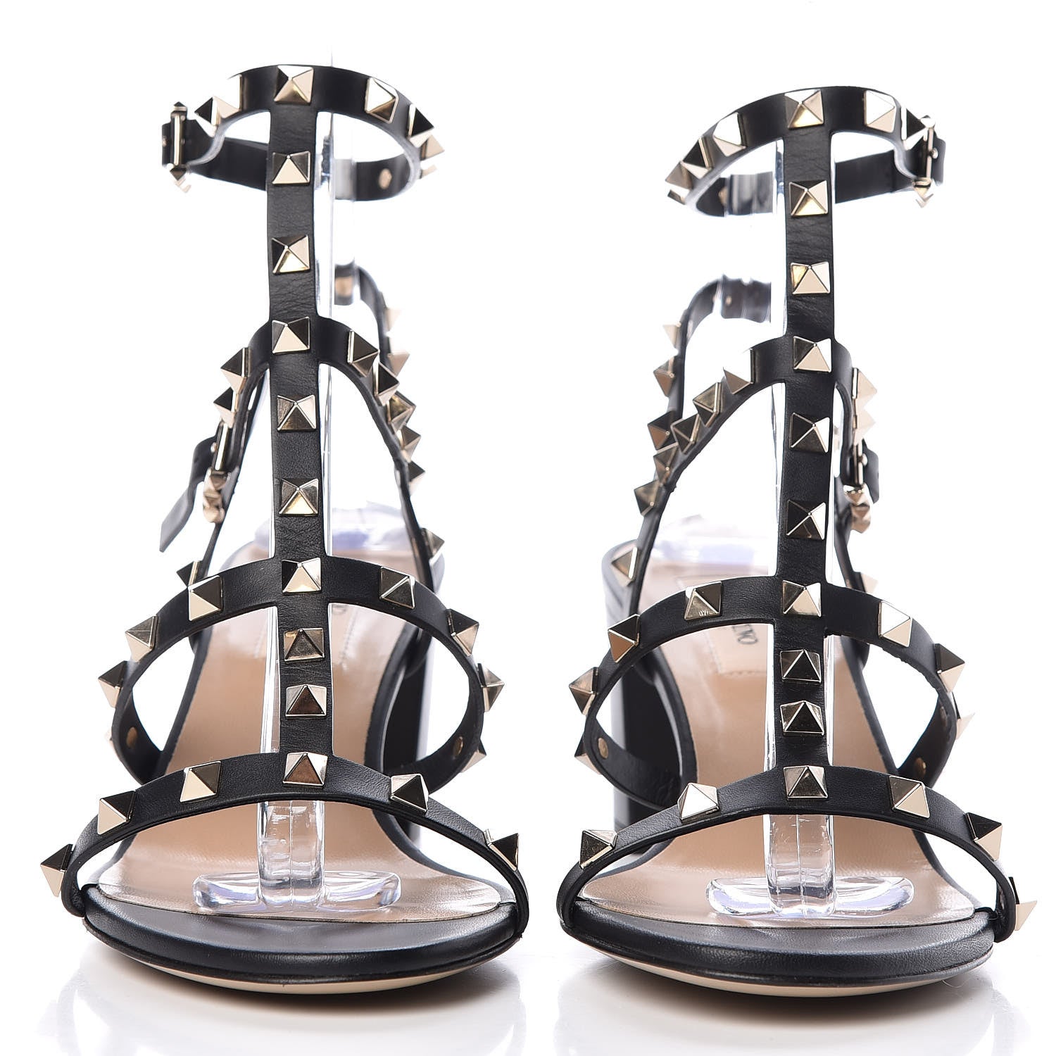 Valentino Garavani Calfskin Rockstud 60mm City Sandals 38.5 Black 2 of 7