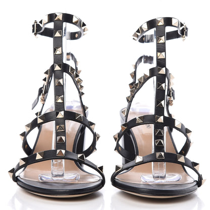 Valentino Garavani Calfskin Rockstud 60mm City Sandals 38.5 Black 2 of 7