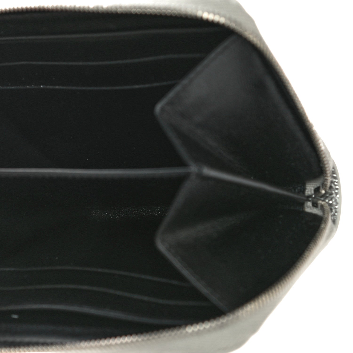 Celine Laminated Grained Calfskin Zip Around Card Holder Wallet Silver 5 of 10