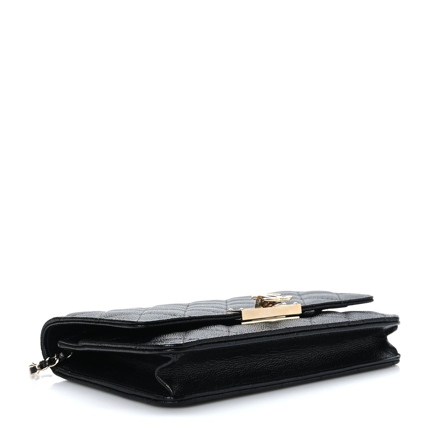 Caviar Quilted Golden Class Wallet On Chain WOC Black