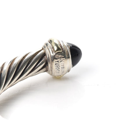 David Yurman Sterling Silver 14K Yellow Gold Black Onyx 7mm Cable Classics Bracelet 4 of 4