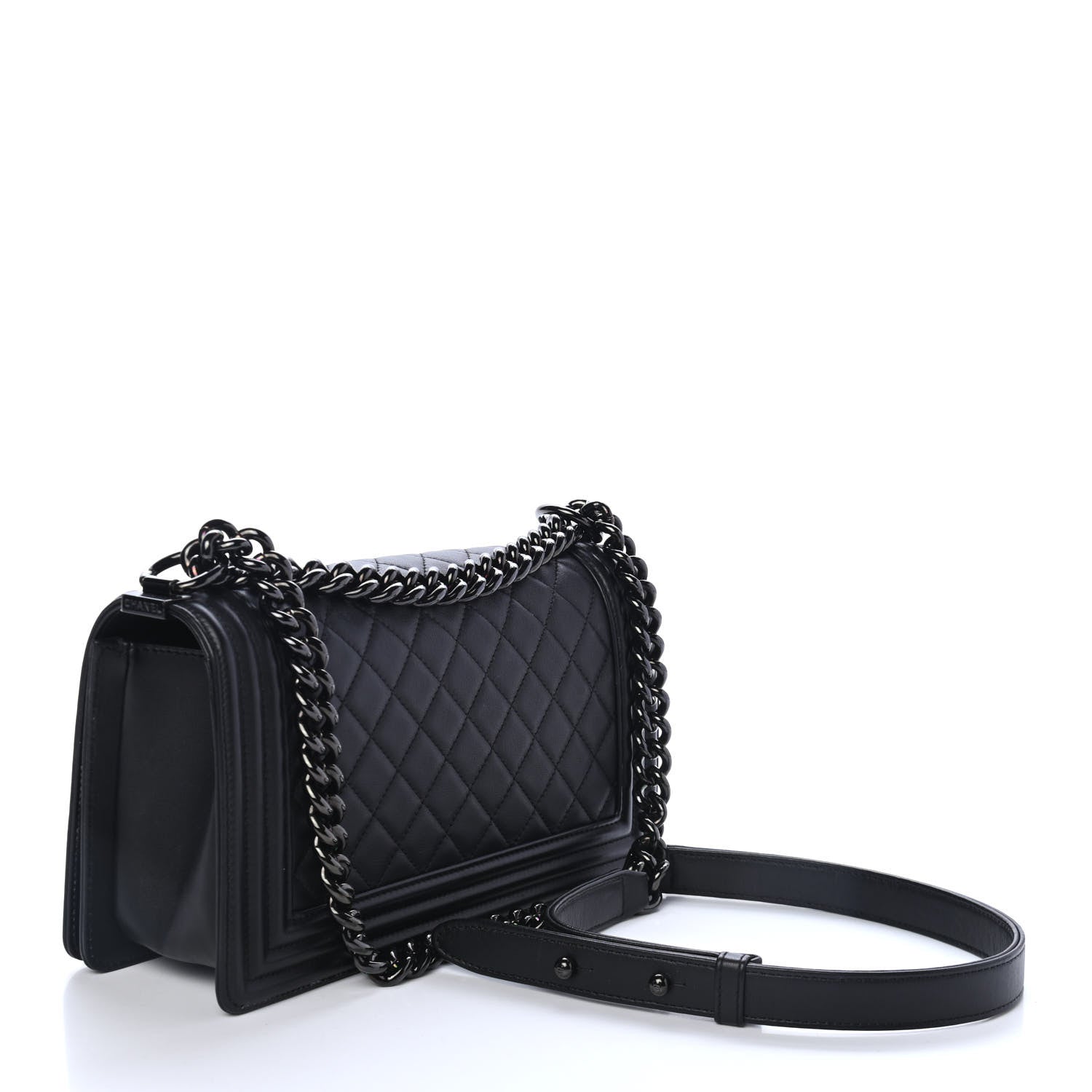 Chanel Calfskin Quilted Medium Boy Flap So Black 2 of 5