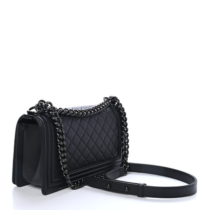 Chanel Calfskin Quilted Medium Boy Flap So Black 2 of 5
