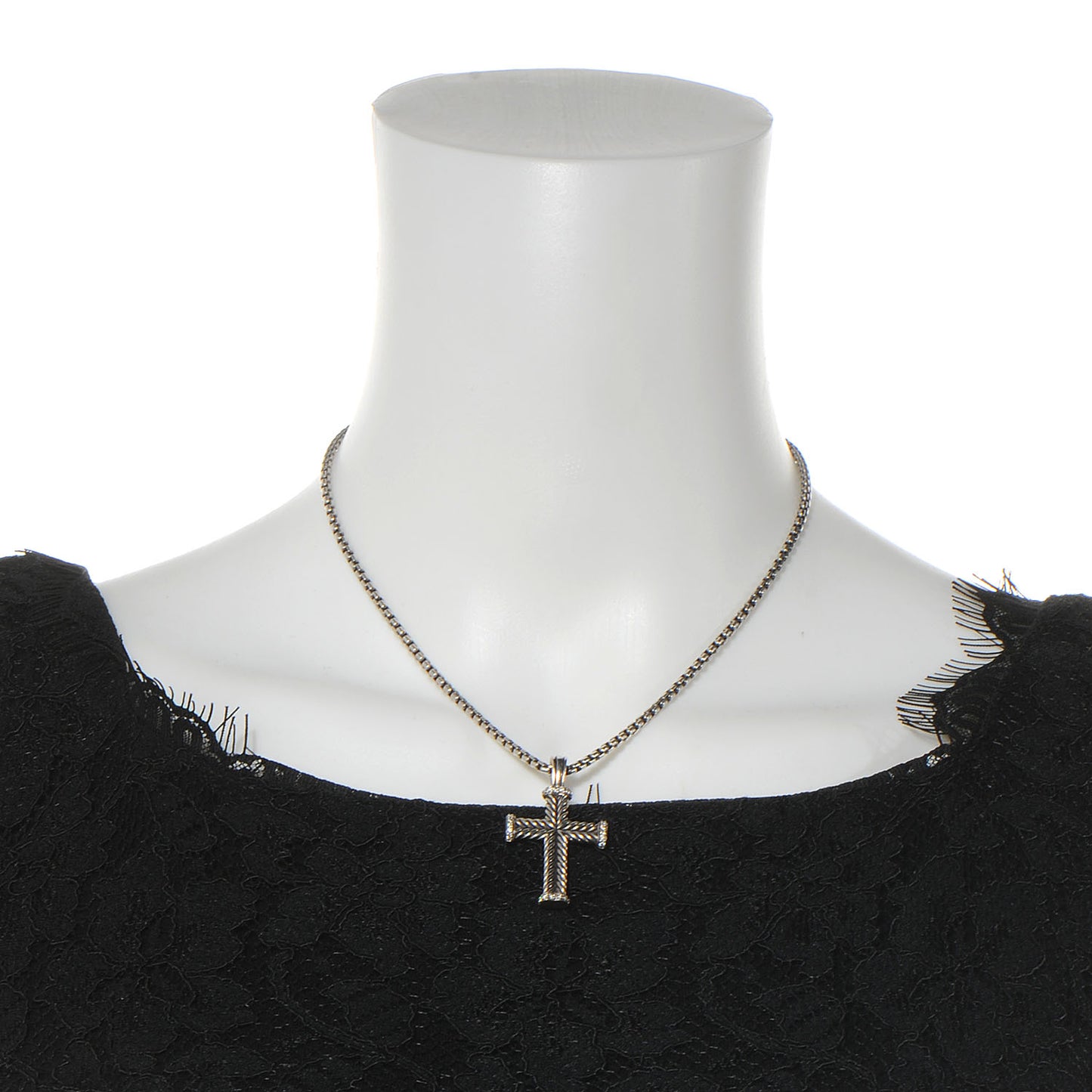 Sterling Silver Diamond Chevron Cross Pendant Necklace