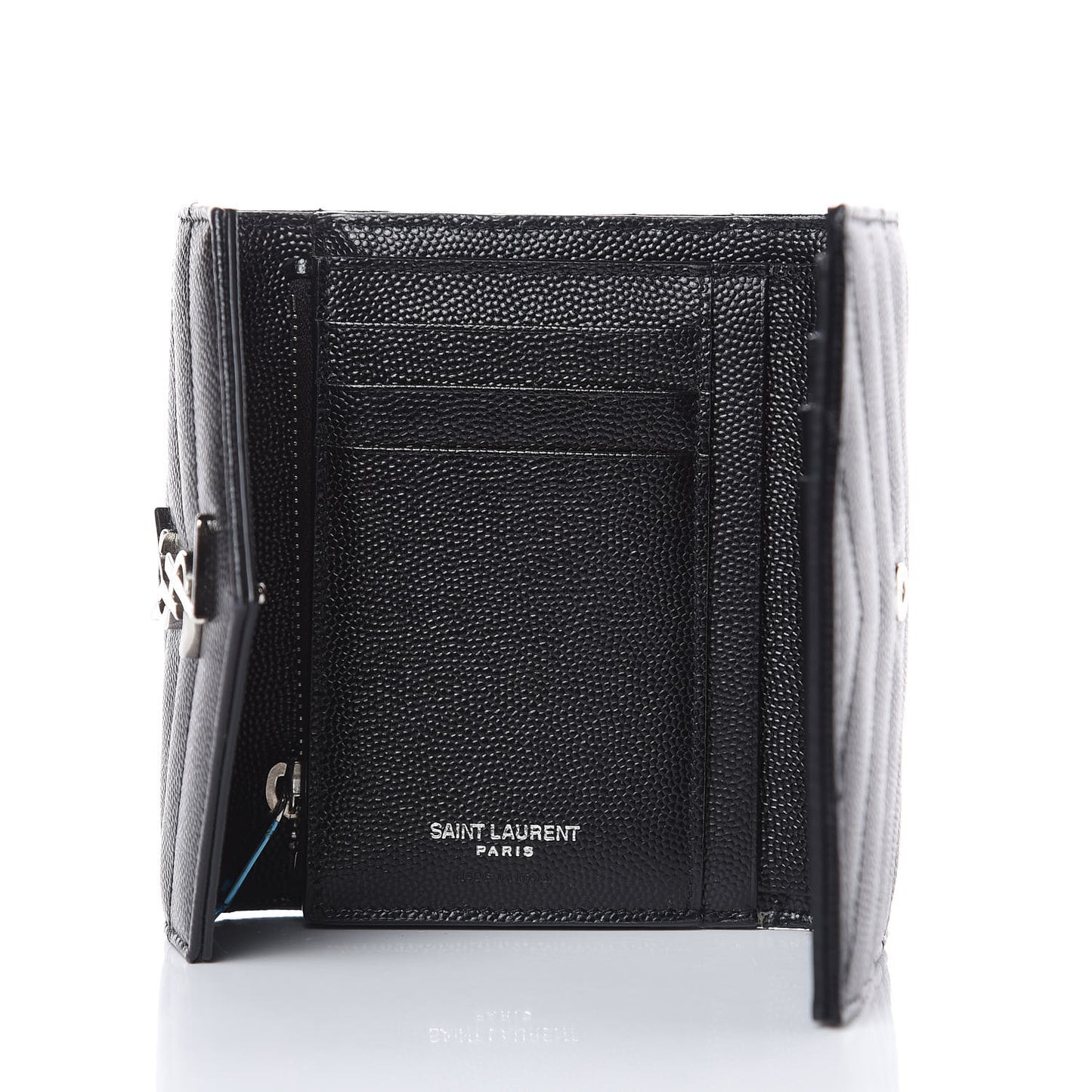 Grain De Poudre Matelasse Chevron Monogram Compact Tri Fold Wallet Black