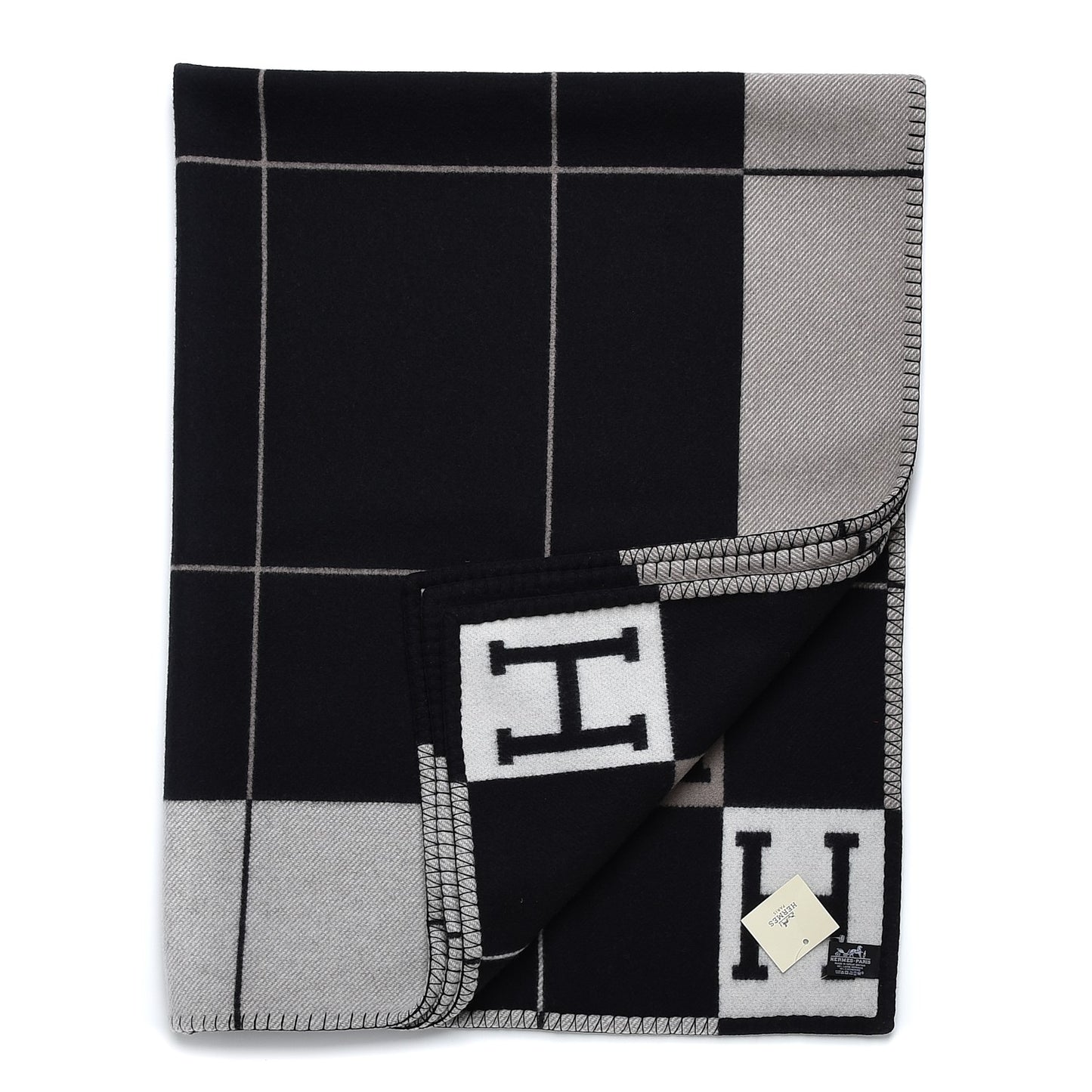 Wool Cashmere Avalon III Blanket Ecru Gris Fonce