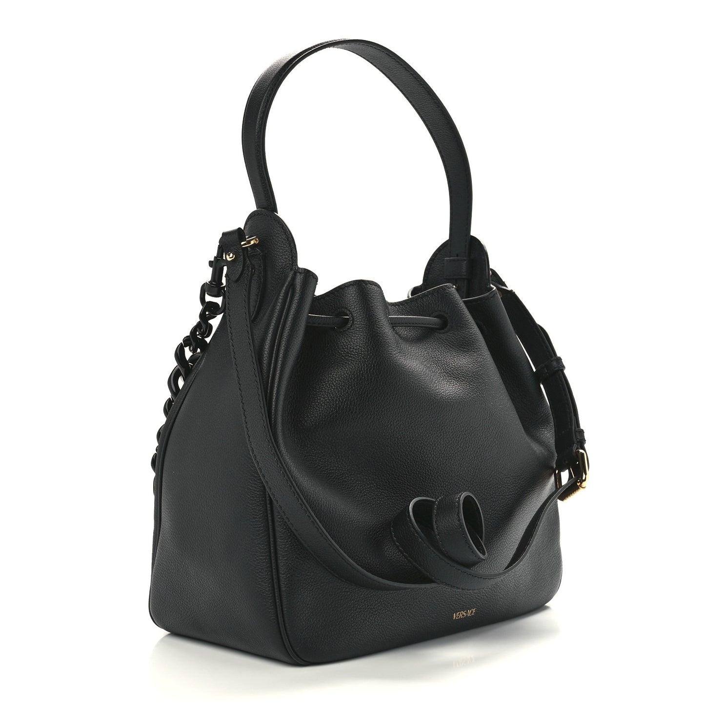 Grained Calfskin La Medusa Bucket Bag Black