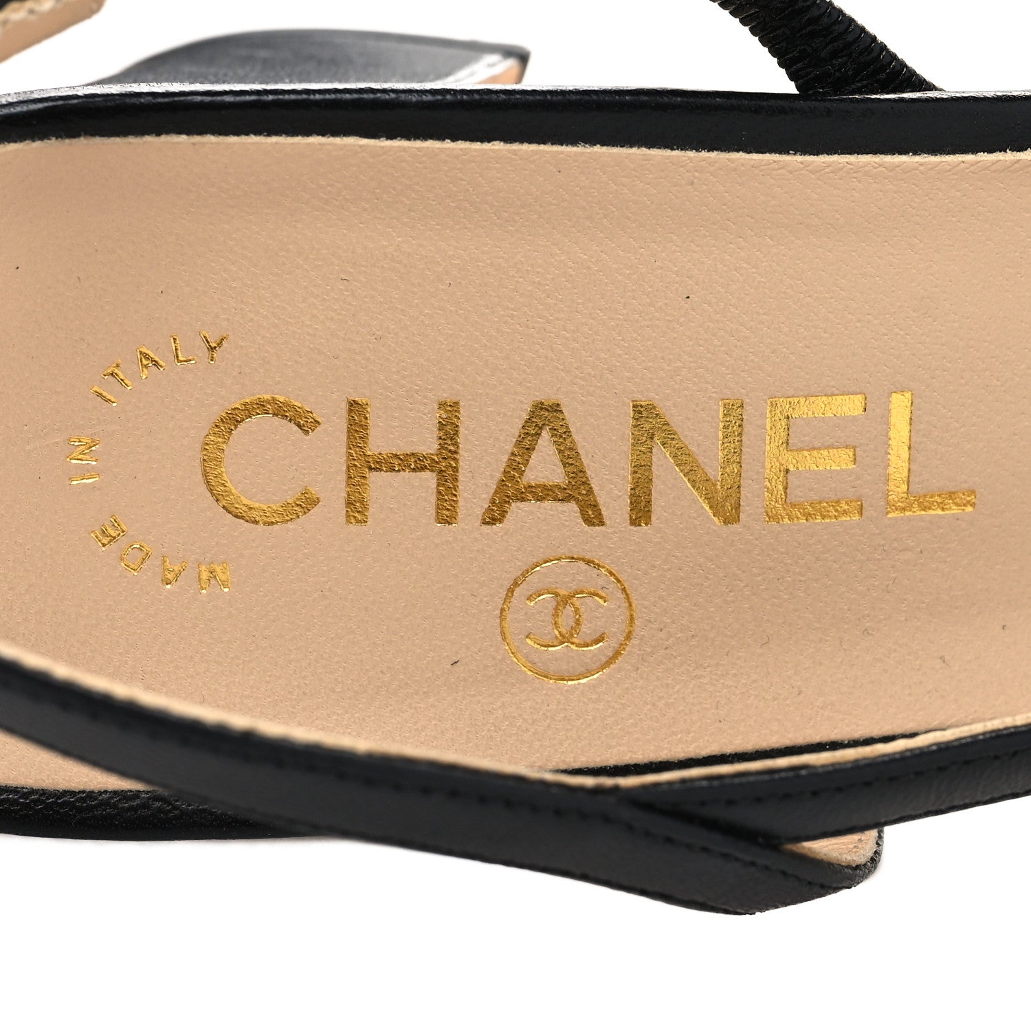 Chanel Goatskin Grosgrain Cap Toe CC Slingback Sandals 41 Black 6 of 8