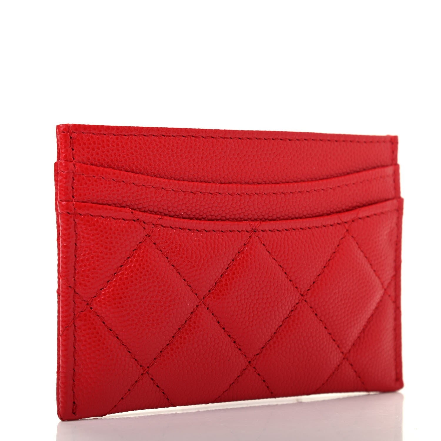 Chanel Caviar Quilted Card Holder Red 3 of 8