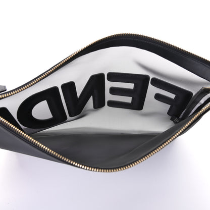 Fendi Mesh Vitello King Logo Embroidered Large Flat Pouch Black 4 of 5