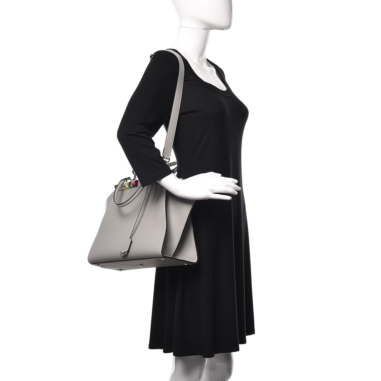 Fendi VItello Dolce Studded Petite 3Jours Tote Ghiaccio Multicolor 3 of 13