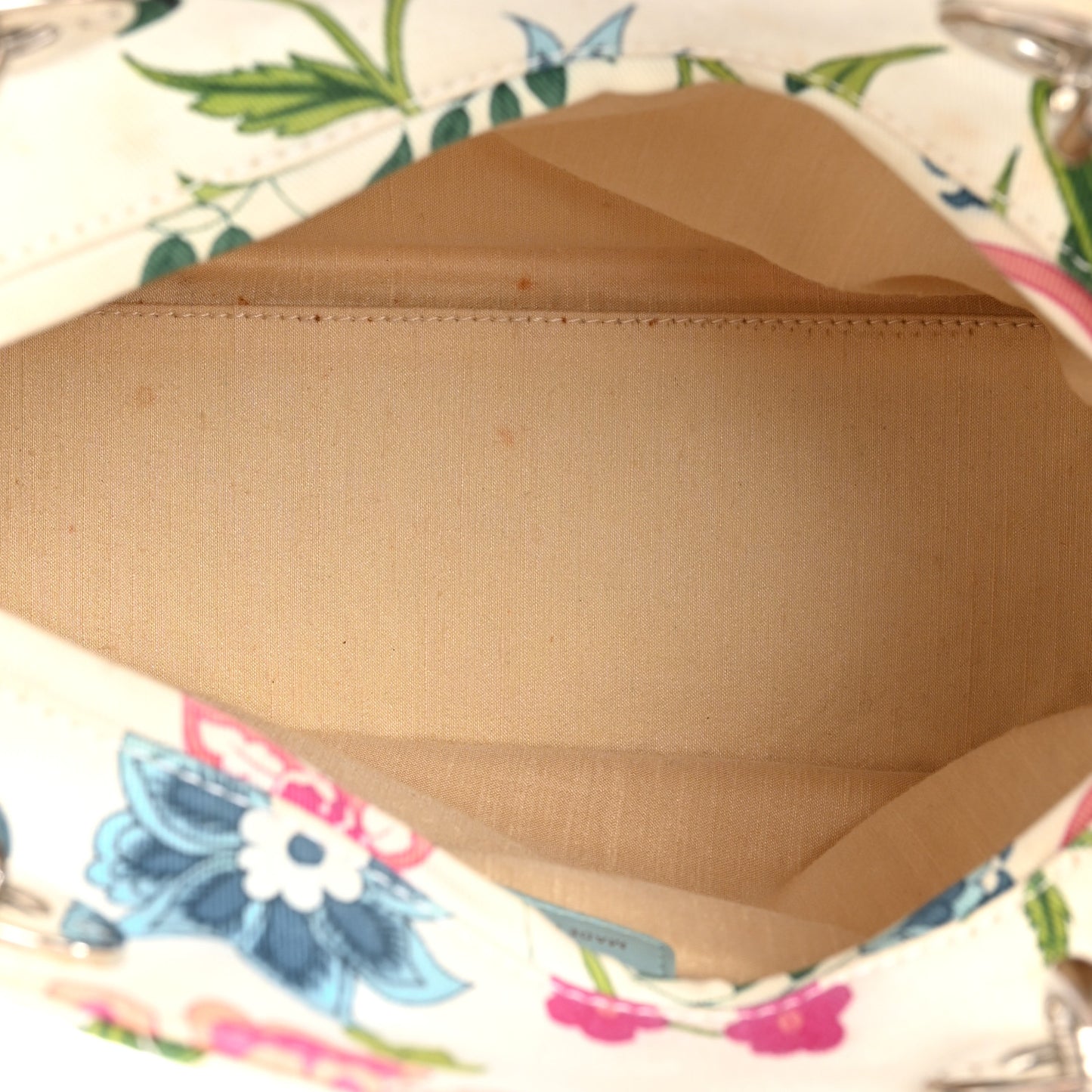 Canvas Cannage Floral Print Medium Lady Dior White Multicolor