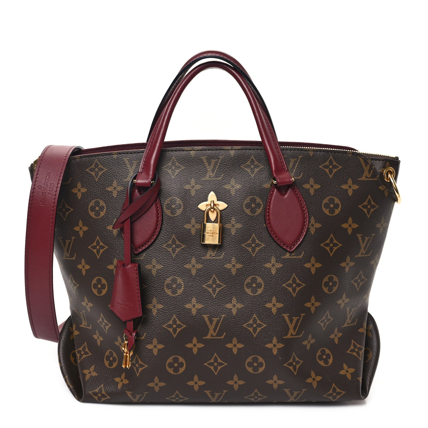 Monogram Flower Zipped Tote MM Bordeaux