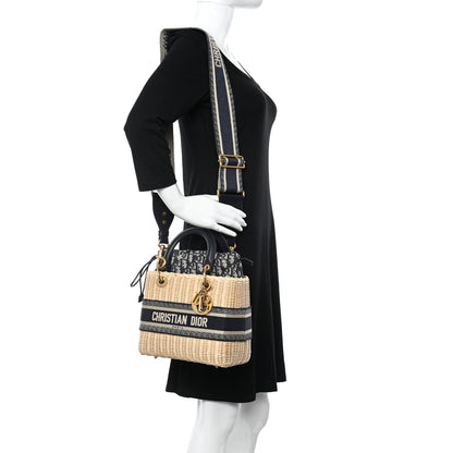 Christian Dior Wicker Oblique Medium Lady Dior Bag Blue 2 of 9
