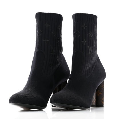 Louis Vuitton Monogram Stretch Fabric Silhouette Ankle Boots 40 Black 3 of 7