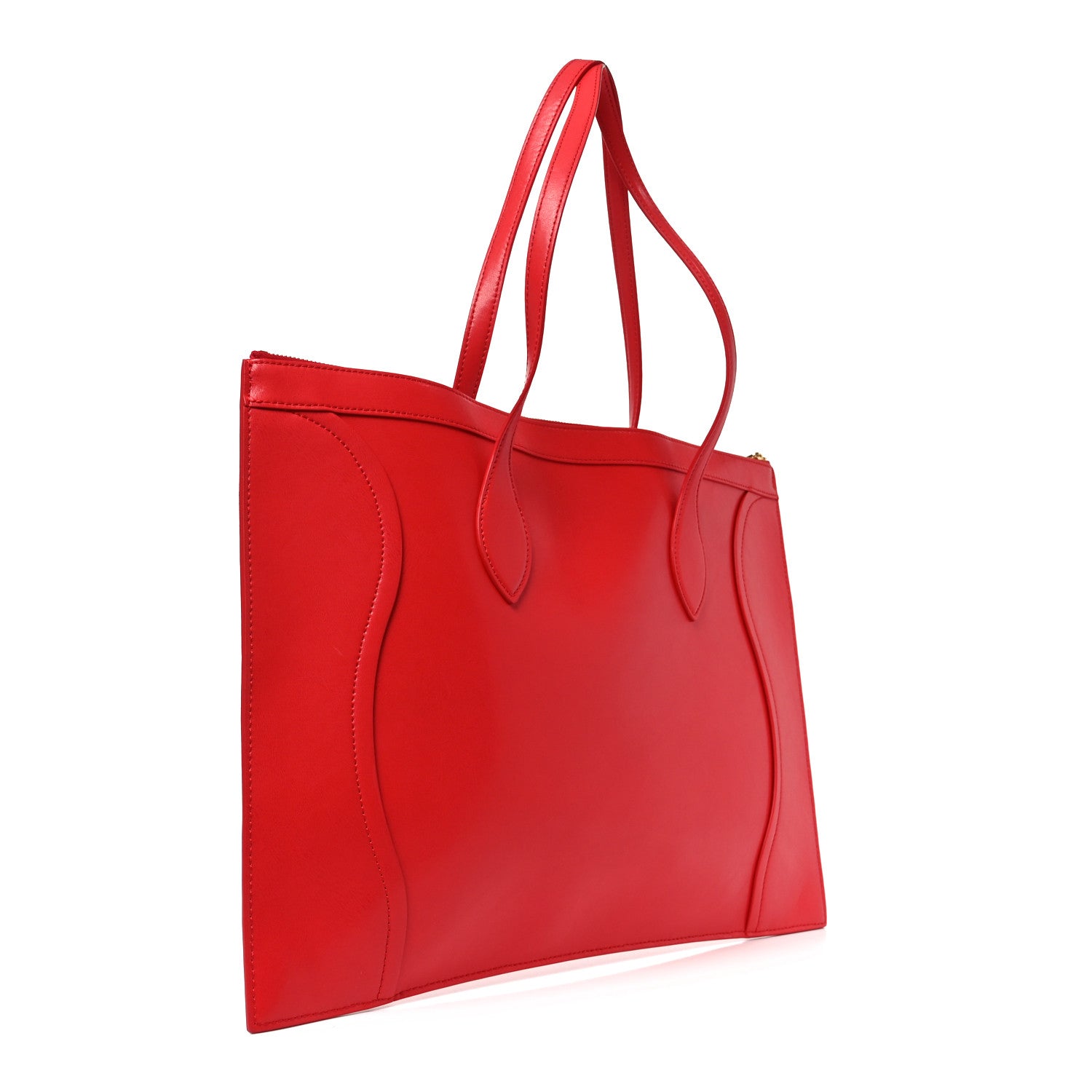 Celine Glossy Calfskin Flat Luggage Shoulder Bag Ultra Red 3 of 9