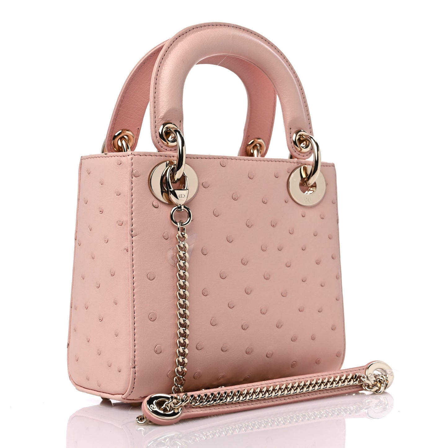 Ostrich Mini Lady Dior Light Pink