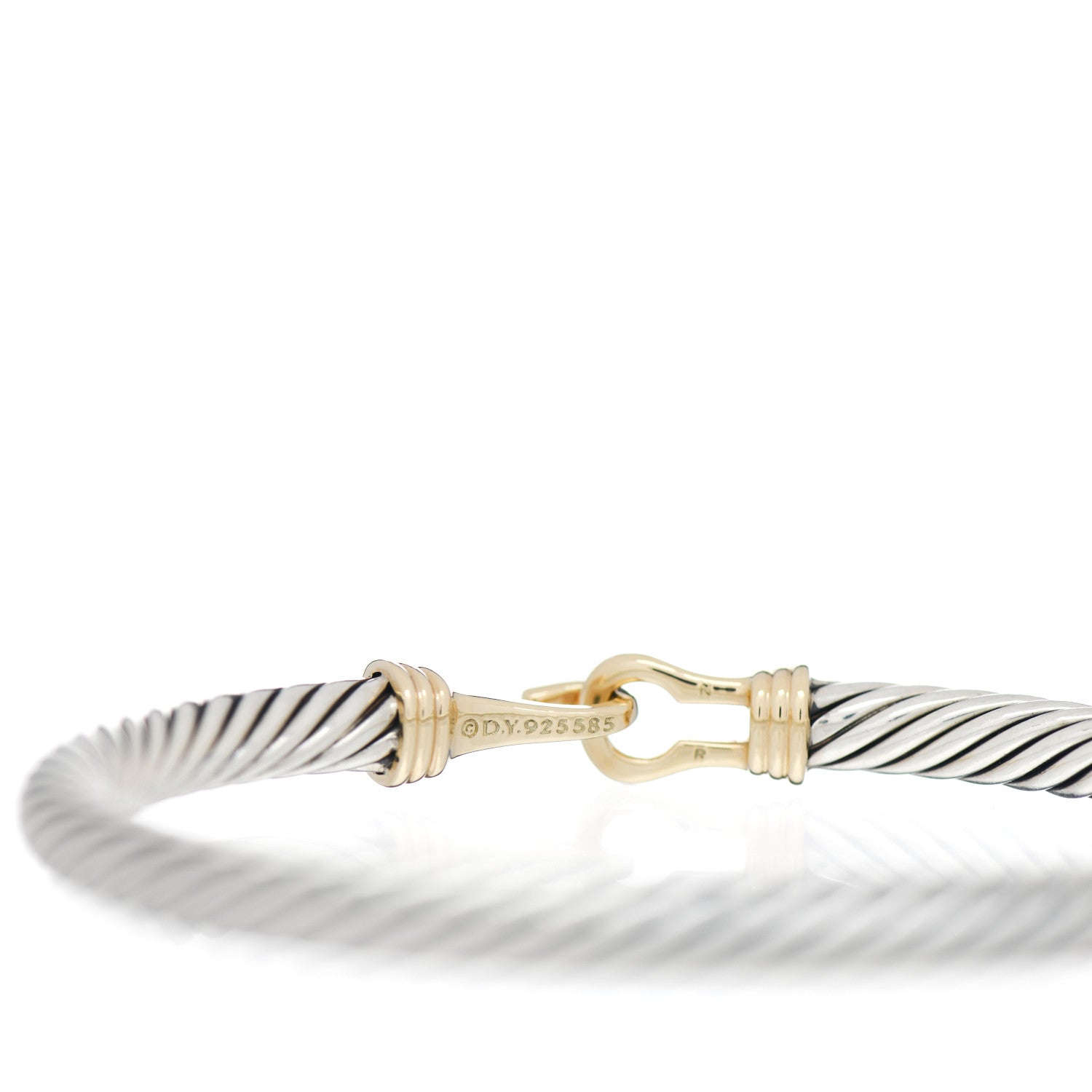 David Yurman Sterling Silver 14K Yellow Gold 5mm Cable Classic Buckle Bracelet 3 of 3