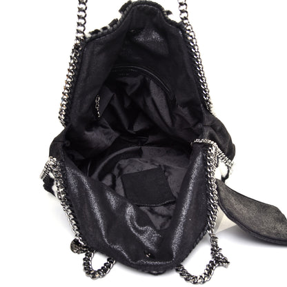 Stella McCartney Eco Fur Houndstooth Big Falabella Fold Over Tote Black White 5 of 10