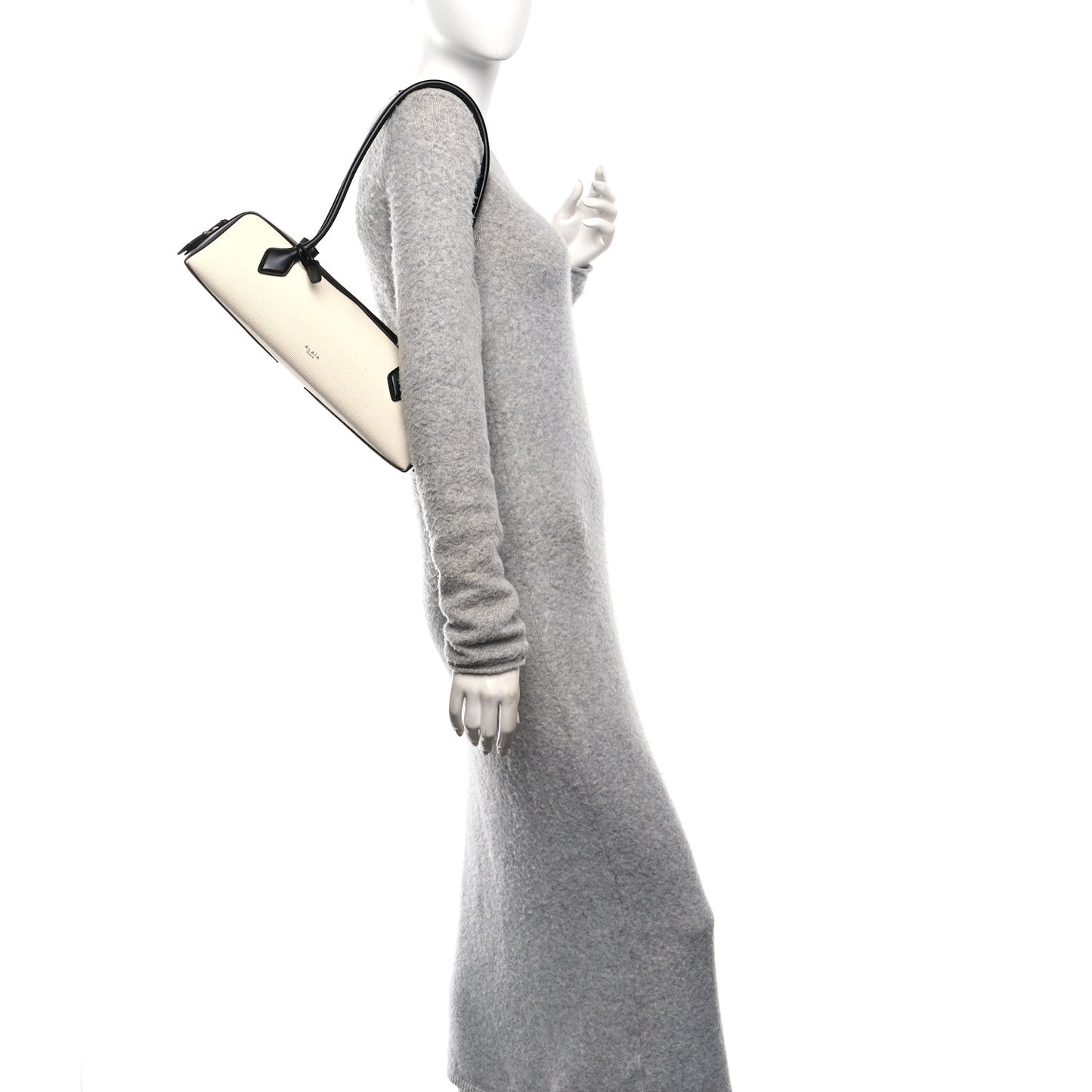 Canvas Calfskin Medium Le Teckel Bag Ecru