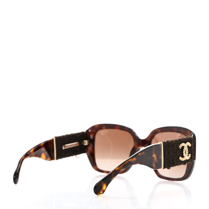Chanel Acetate Tweed Square Sunglasses 5512 Dark Tortoise 4 of 8
