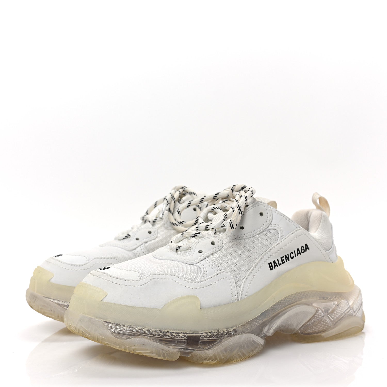 Balenciaga Fabric Mesh Clear Sole Womens Triple S Sneakers 38 White 3 of 6