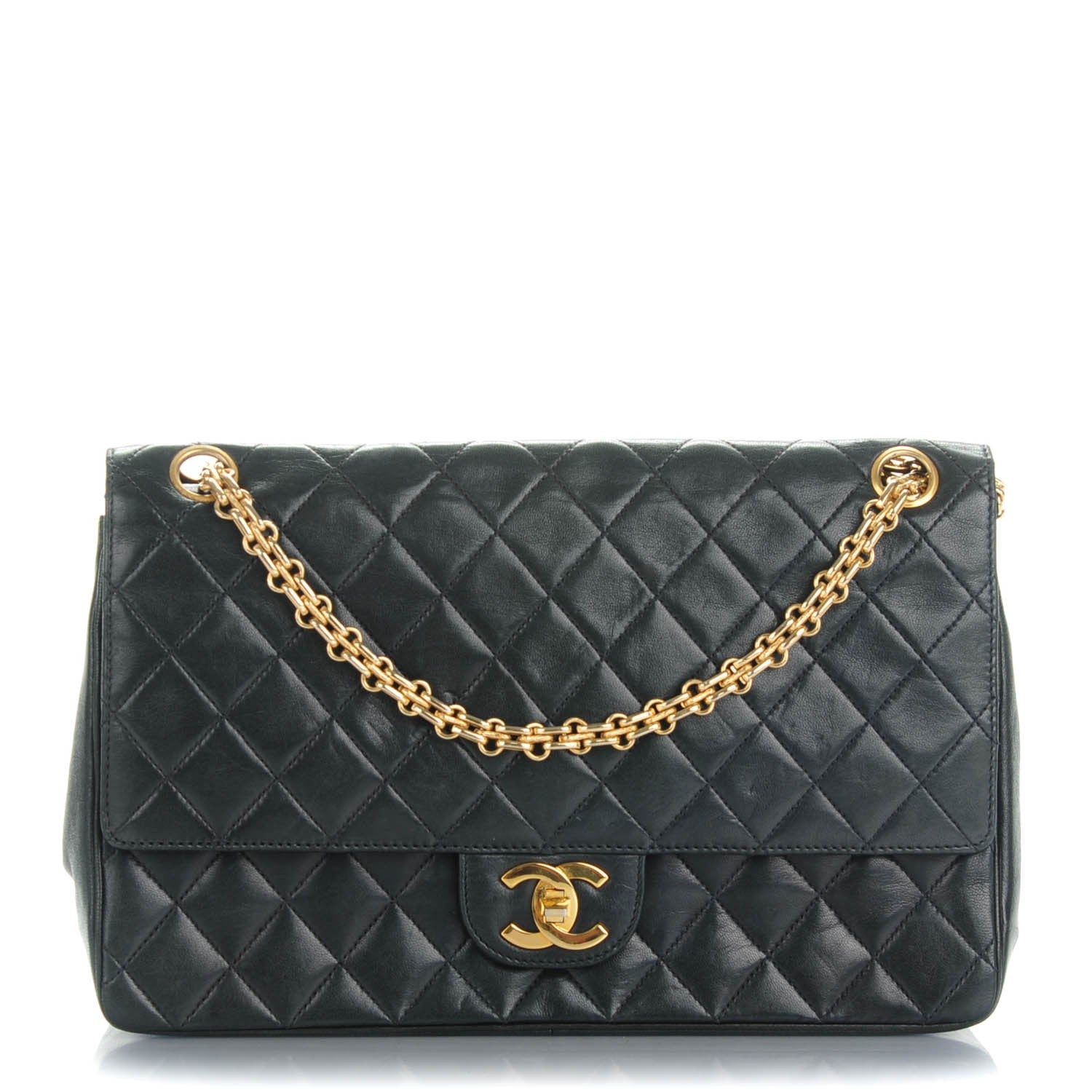 Chanel Lambskin Quilted Medium Double Flap Bijoux Chain Navy 1 of 9