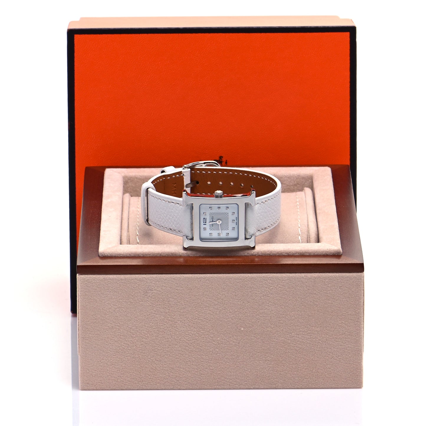Stainless Steel Epsom Diamond Mother of Pearl 21mm Heure H Hour Quartz Watch Blanc