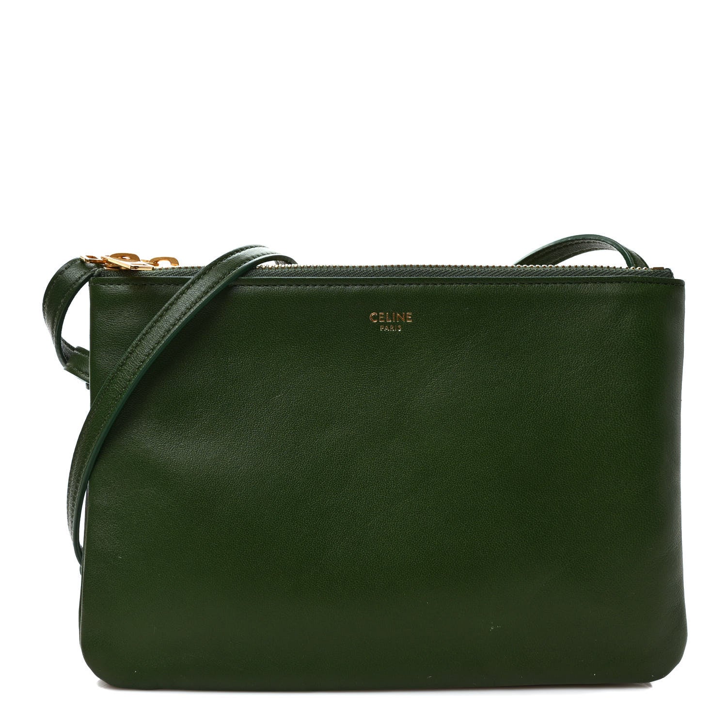 Celine Lambskin Small Trio Crossbody Bag Dark Green 1 of 8