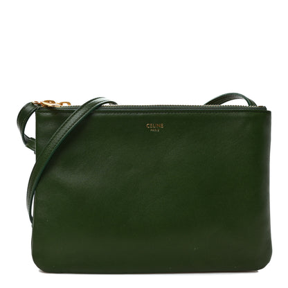 Celine Lambskin Small Trio Crossbody Bag Dark Green 1 of 8