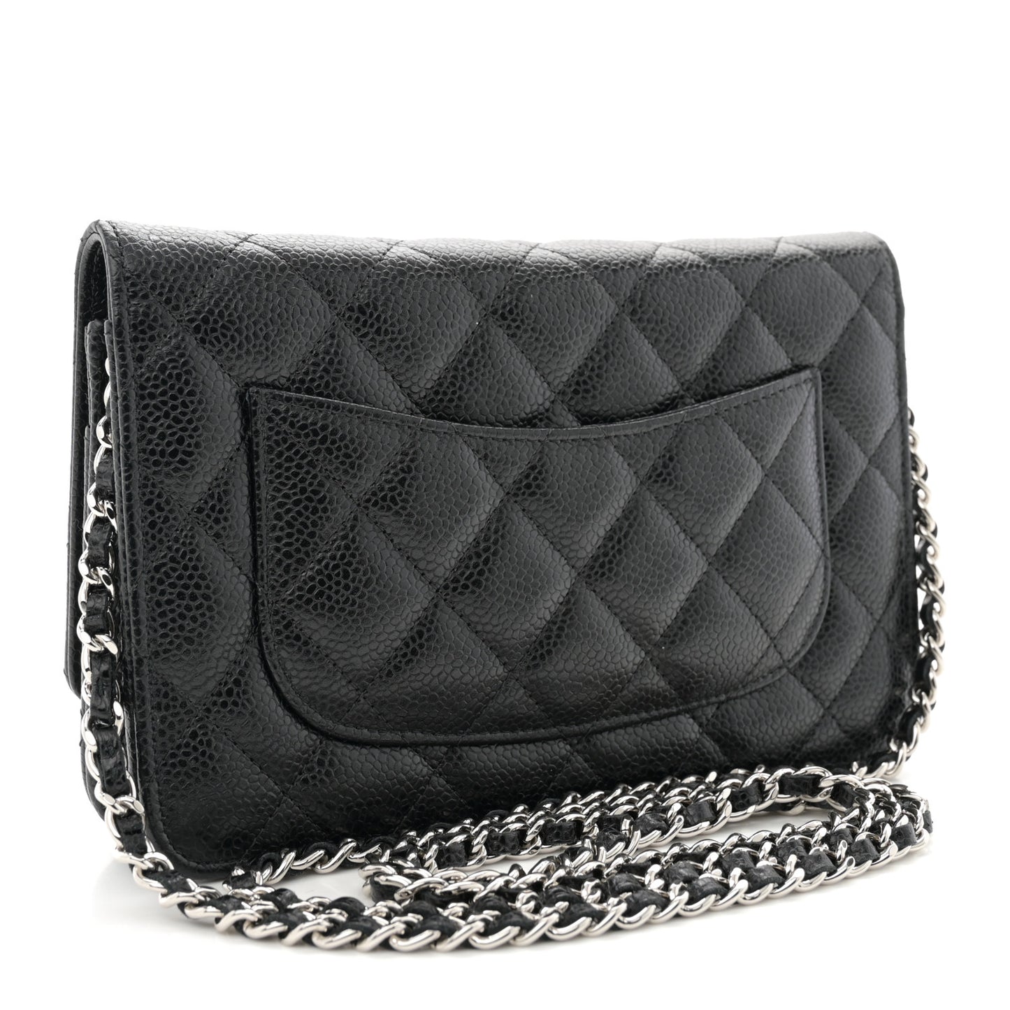 Caviar Quilted Wallet on Chain WOC Black