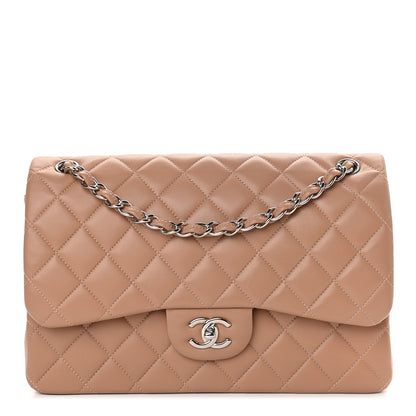 Chanel Lambskin Quilted Jumbo Double Flap Dark Beige 1 of 10