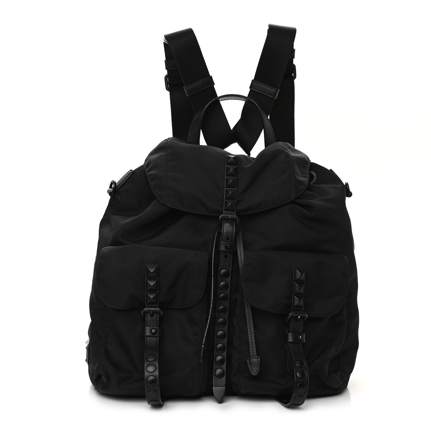 Nylon New Vela Monochrome Studded Backpack Black
