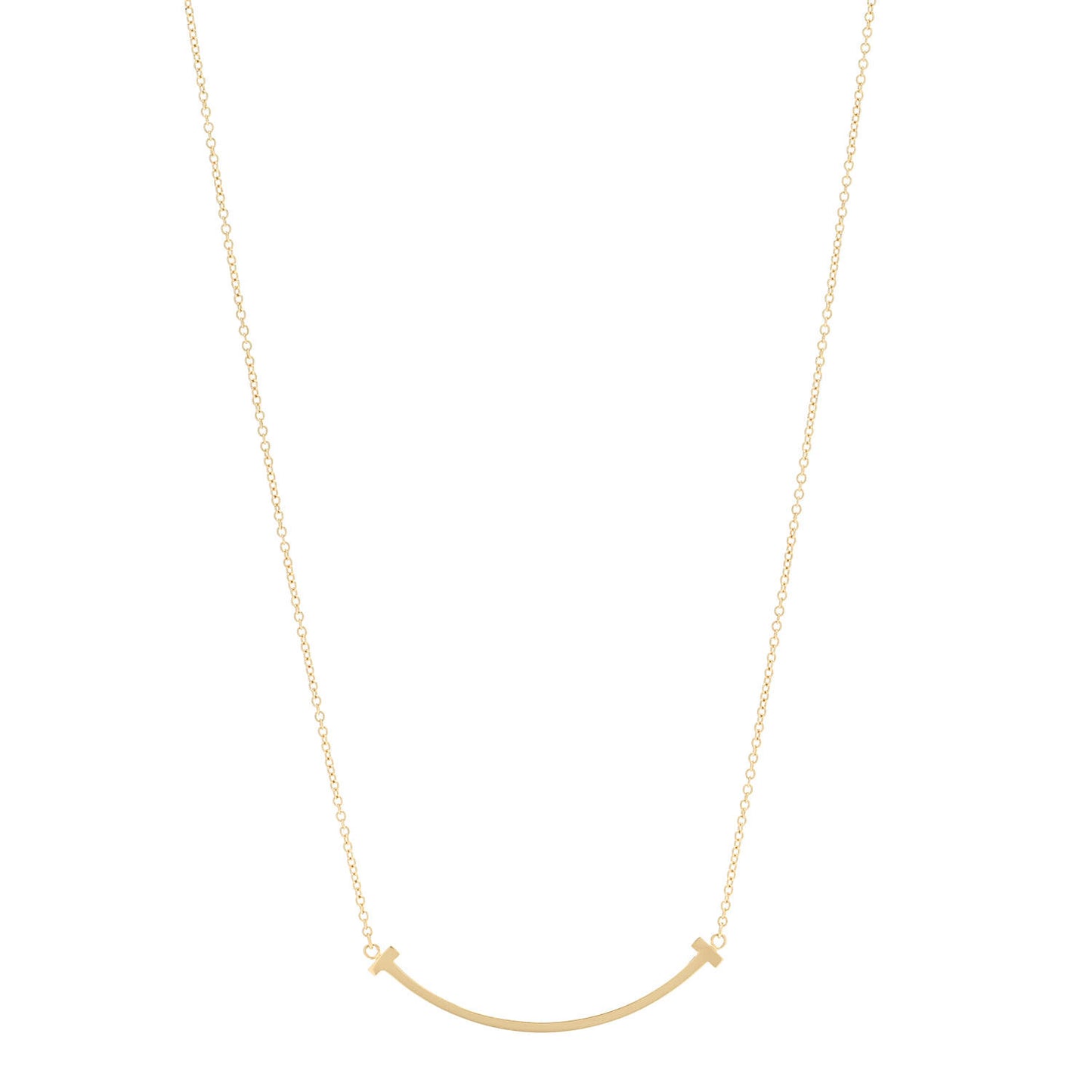 18K Yellow Gold Small T Smile Pendant Necklace