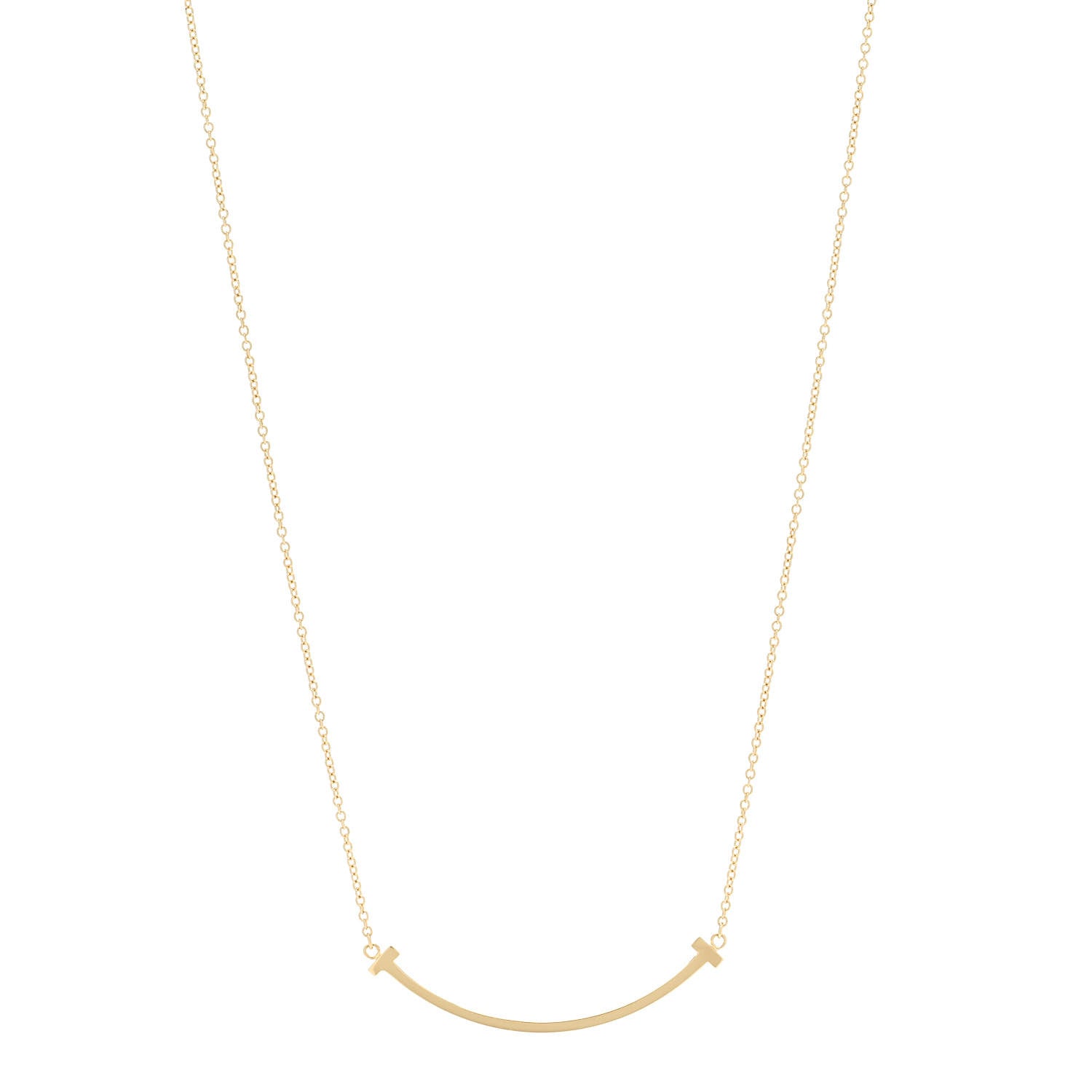 Tiffany 18K Yellow Gold Small T Smile Pendant Necklace 1 of 6