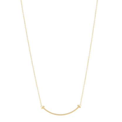 Tiffany 18K Yellow Gold Small T Smile Pendant Necklace 1 of 6