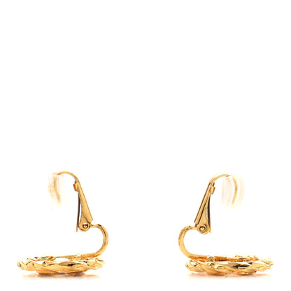 Chanel Crystal CC Round Clip On Earrings Gold 3 of 4
