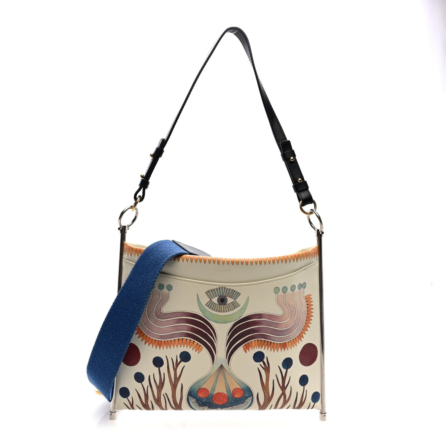 Smooth Calfskin Small Roy Clutch White Multicolor