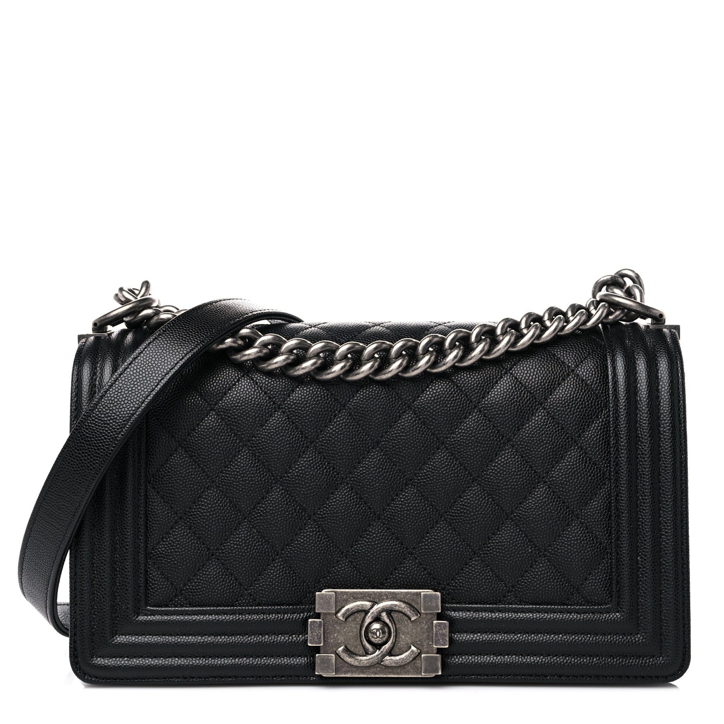 Caviar Quilted Medium Boy Flap Black