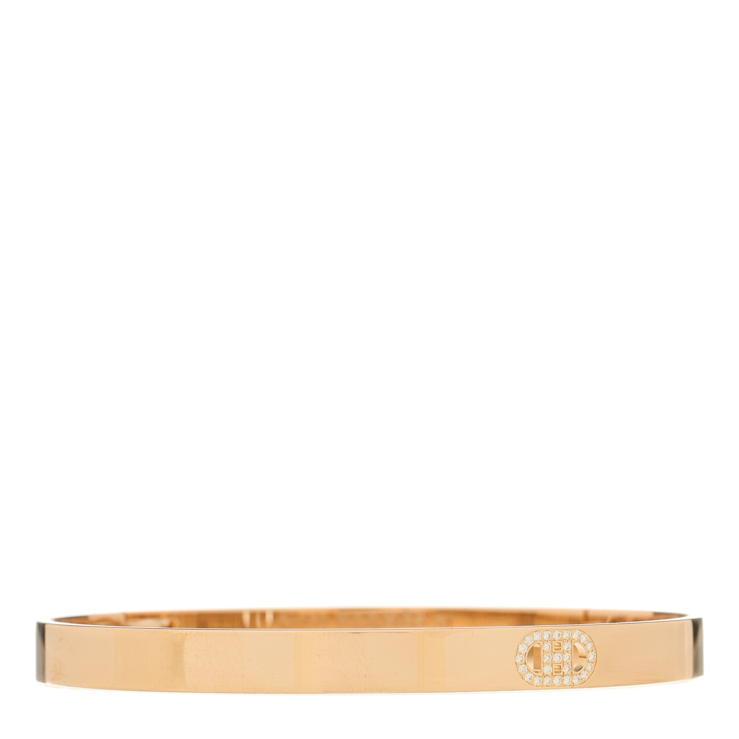 Hermes 18K Rose Gold Diamond PM H D'Ancre Bracelet ST 1 of 4