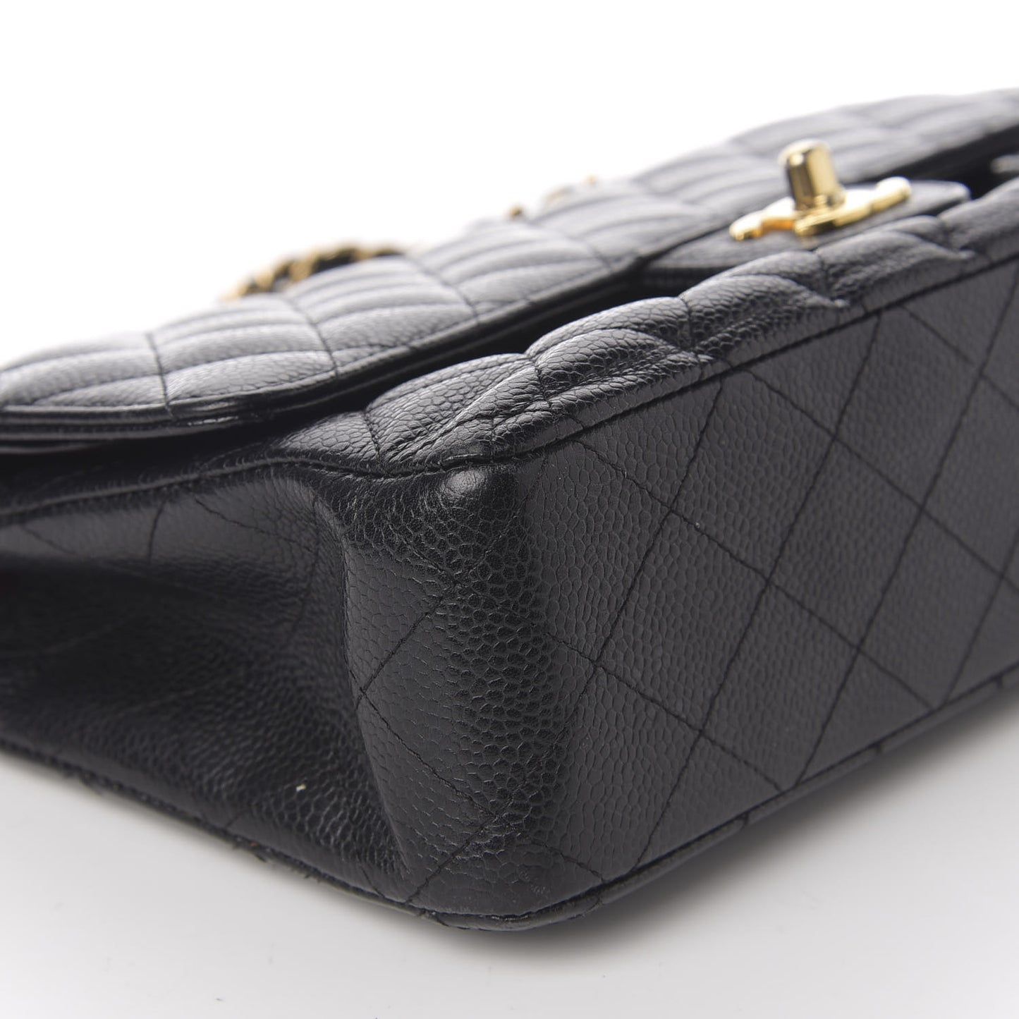 Caviar Quilted Medium Double Flap Black